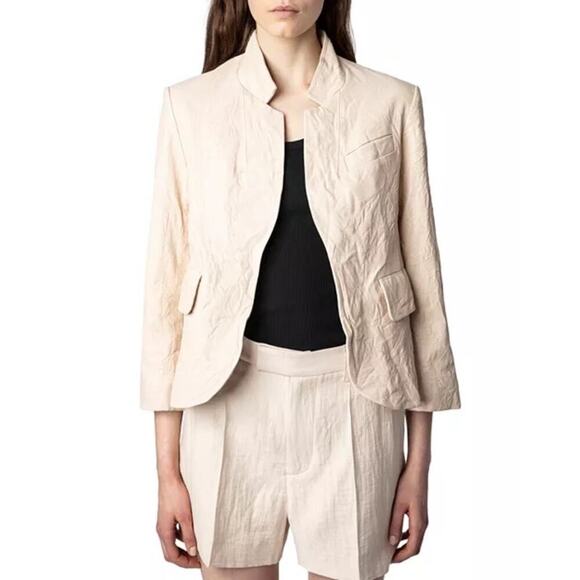 Zadig & Voltaire Verys Creased Leather Jacket in Natural - Picture 2 of 15